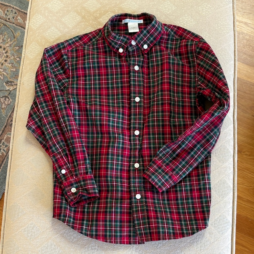EUC Janie and Jack red plaid shirt, size 6.